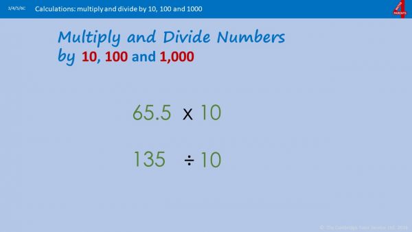 Multiply and Divide by 10, 1000 and 1000