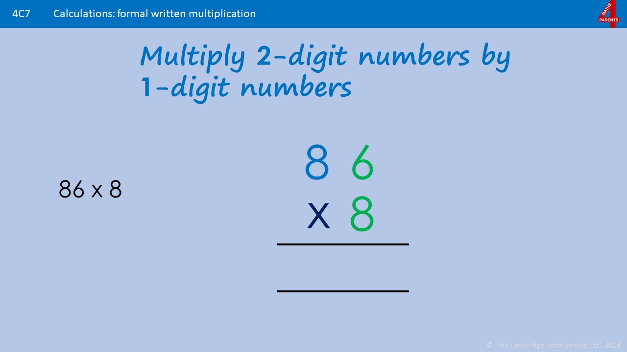 Multiply By 1 digit Formal Written Method